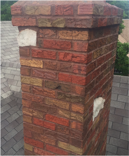 Tuckpointing a chimney in Morton, Illinois 