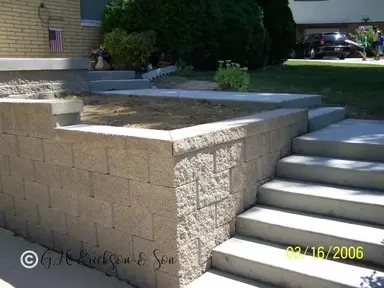 New concrete steps and wall